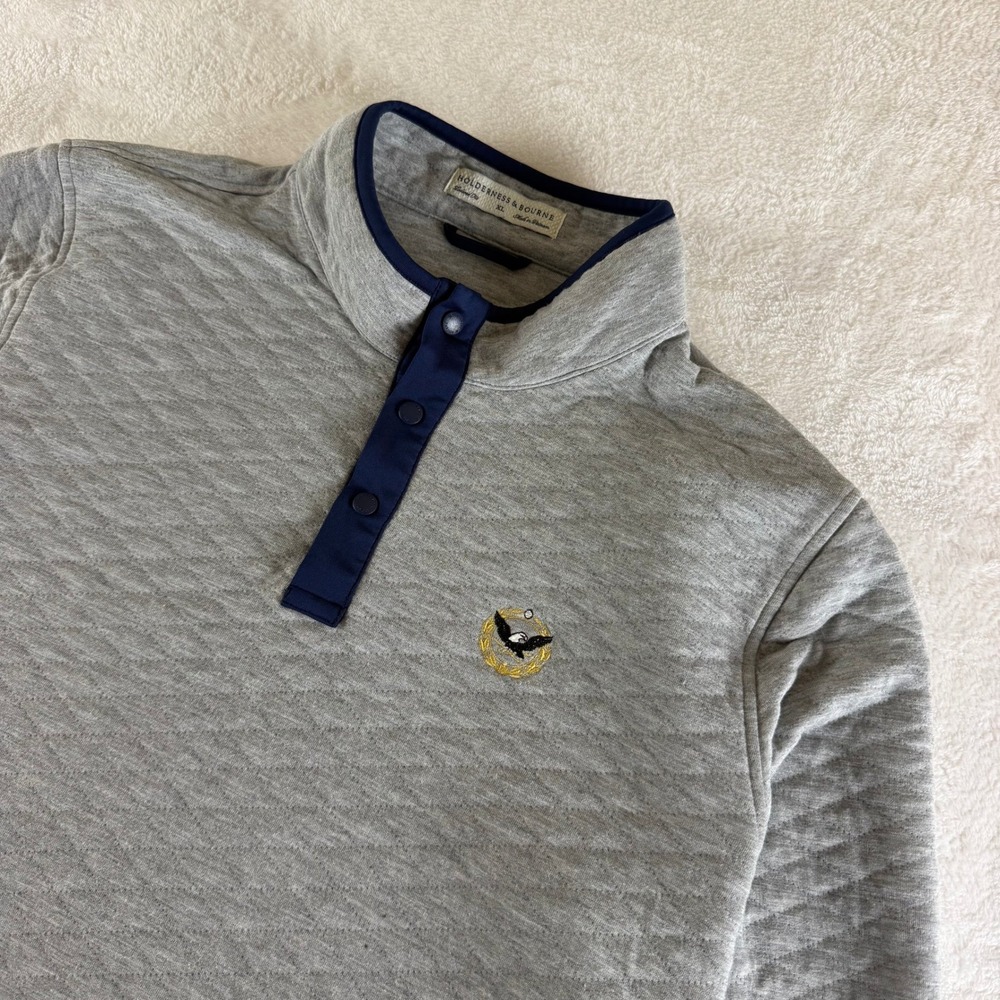 Holderness & Bourne Sullivan Pullover Quilted Mens XL Gray Golf Snap Tailored
